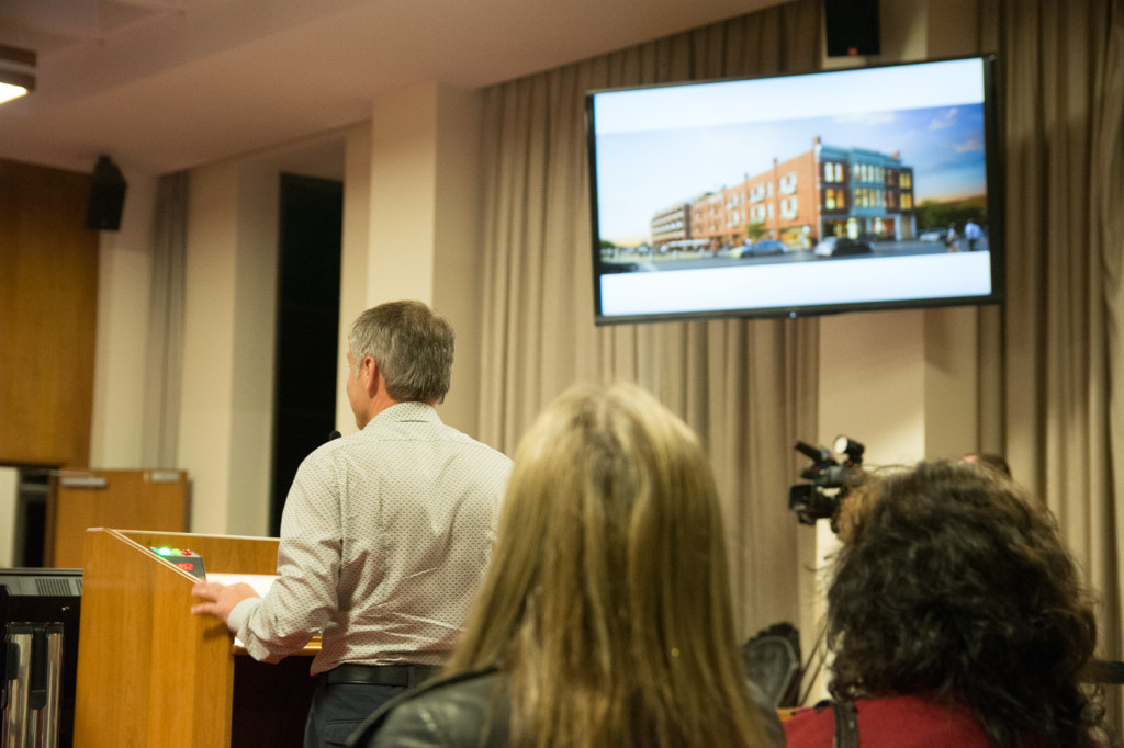 The architect responsible, Darryl Jonas, outlines the proposed redevelopment to city council during a meeting on Oct. 24. — Hugo Wong photo