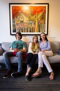 Tanya Horn (right) and her children sit on the gallery’s namesake. –Adrian Paradis (photo)