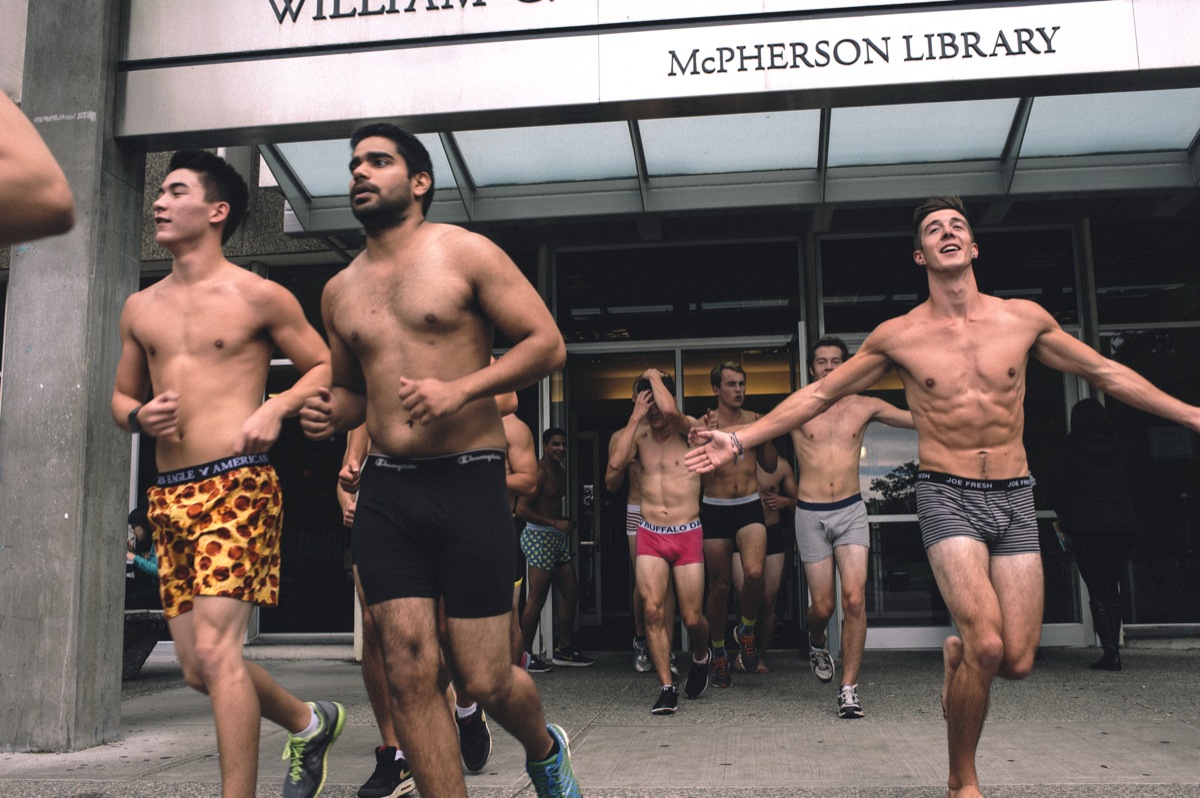 Runners leave McPhereson Library to begin this year’s Undie Run. –Provided (photo)