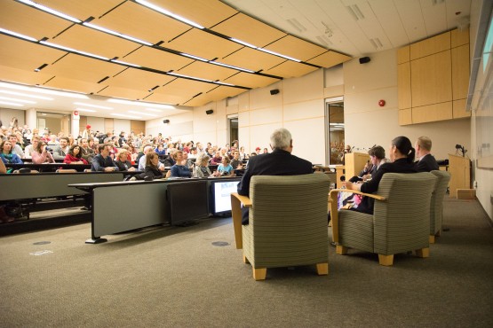 A roundtable discussion on climate change and divestment, including Divest UVic and Suncor Energies Inc., took place last January. Things have progressed slowly since. Photo by Hugo Wong