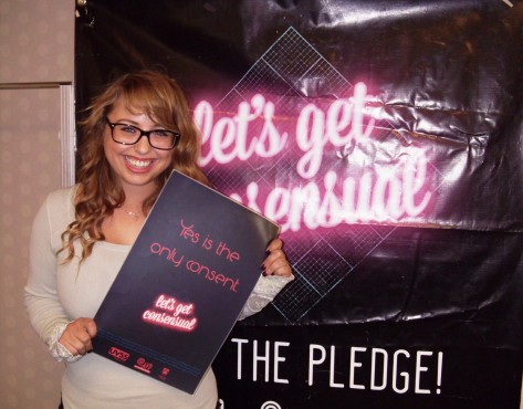 YouTube activist Laci Green shows support for the Let's Get Consensual Campaign. Photo provided by UVSS Graphics. 