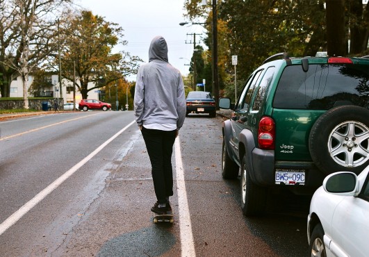 Skateboarding downtown is the focus of bylaws under consideration by Victoria City Council. Photo by Cayden Johnson