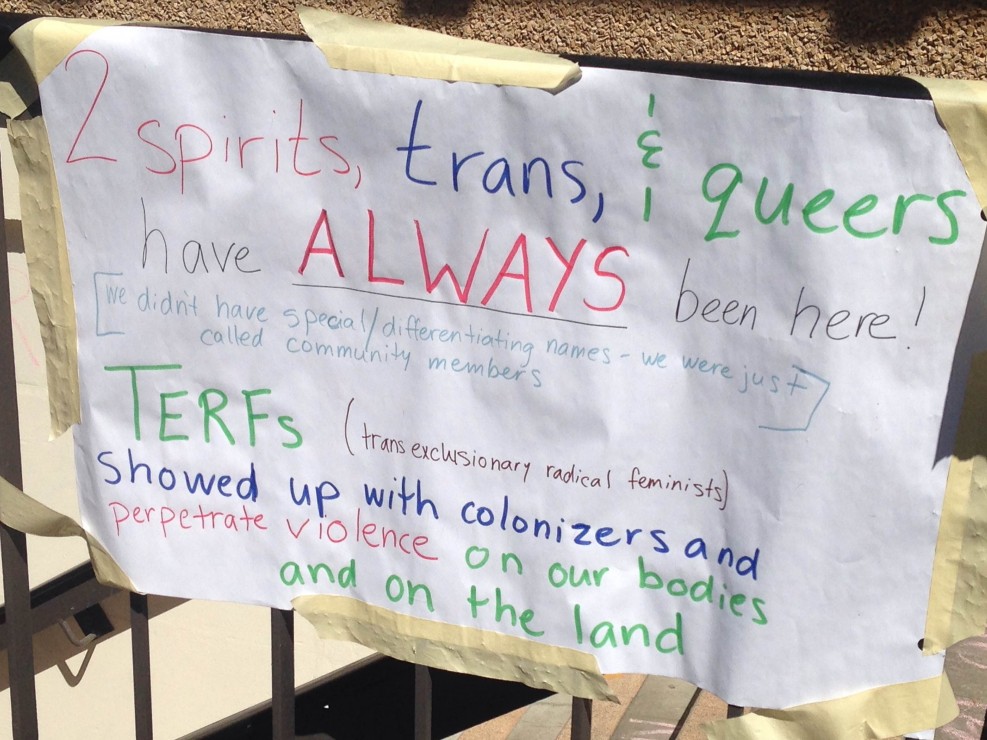 Banners like this one have been put up around the SUB in response to harassment directed at Third Space members. Photo by Myles Sauer, Editor-in-Chief