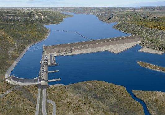 An artistic rendering of the Site C Dam energy project. Image by Province of British Columbia via Flickr