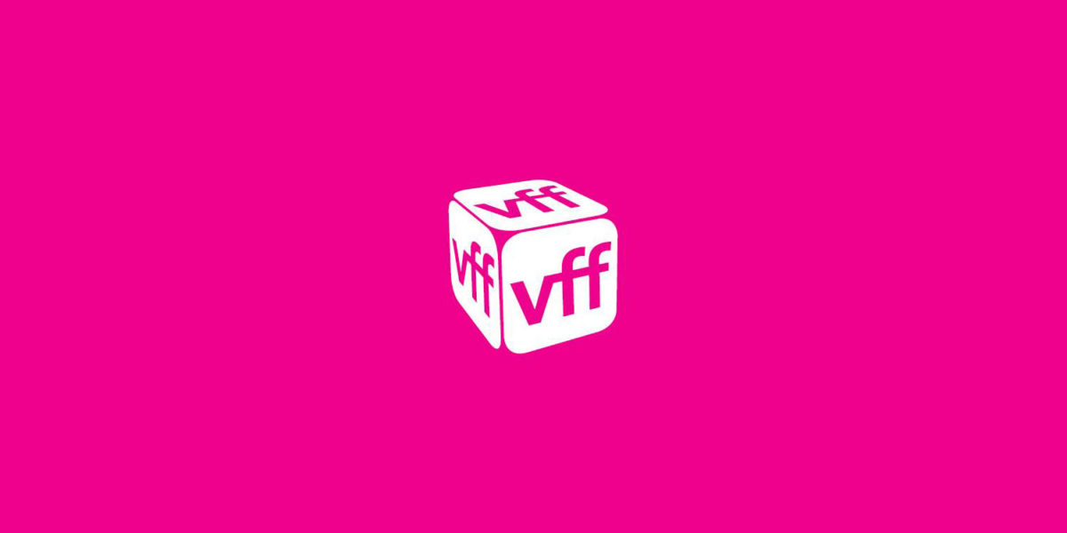 The Victoria Film Festival logo against a pink backdrop.