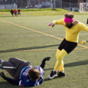 The 'snitch' tackles a UBC player in the Semi-Final match. Photo by Devon Bidal, Senior Staff Writer.