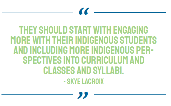 BIPOC representation at UVic, quote from Skye Lacroix