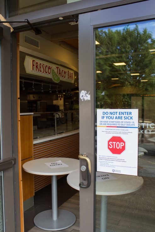 Mystic Market entrances closed off to comply with COVID-19 measures. 