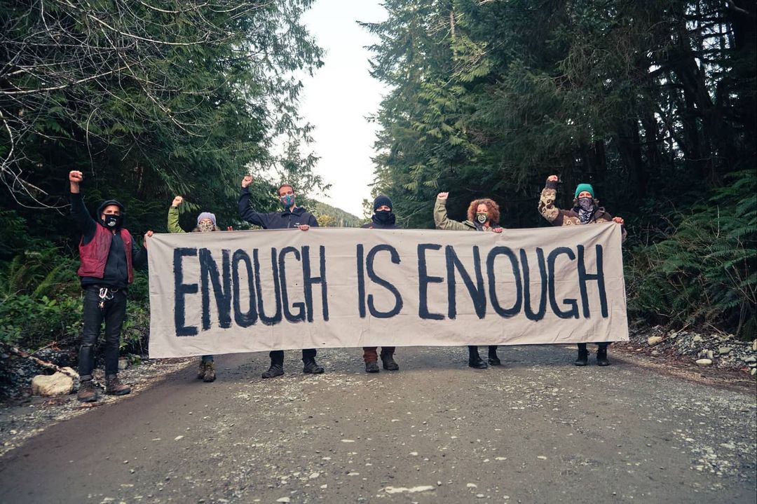 fairy creek blockade "enough is enough" sign