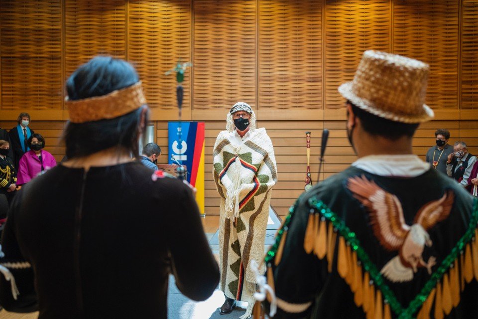 President Kevin Hall at the installation ceremony. Photo sourced from UVic.
