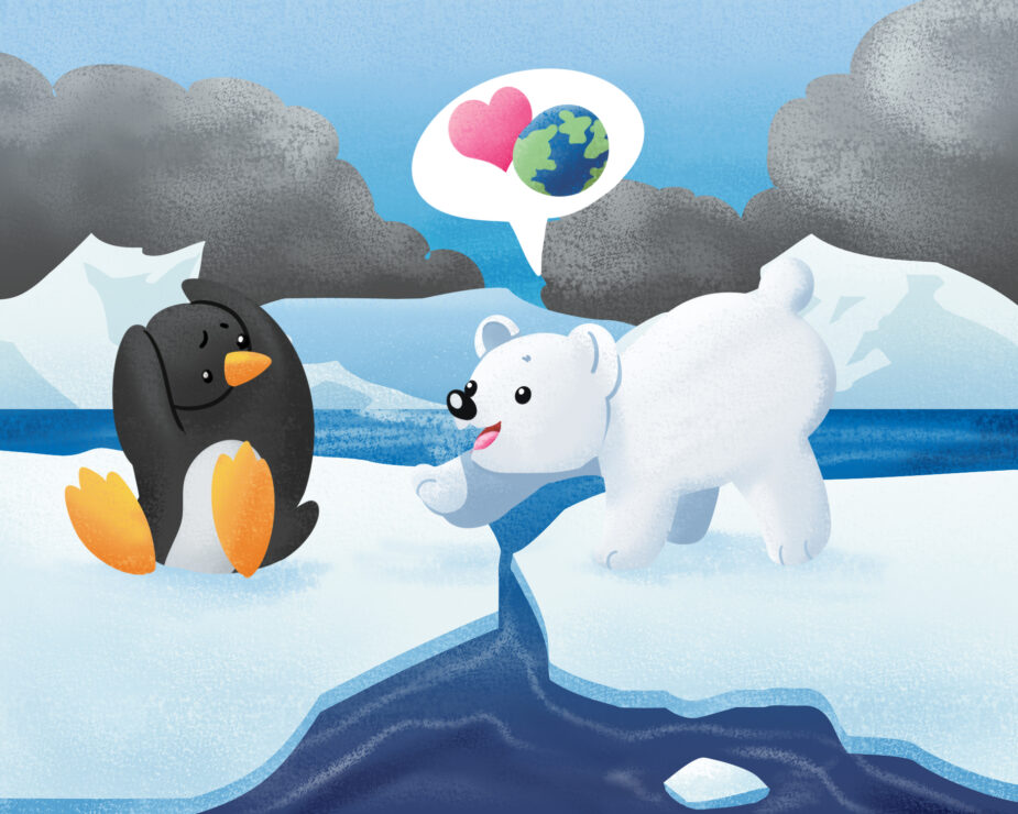 Penguin and polar bear, graphic by Sie Douglas-Fish.