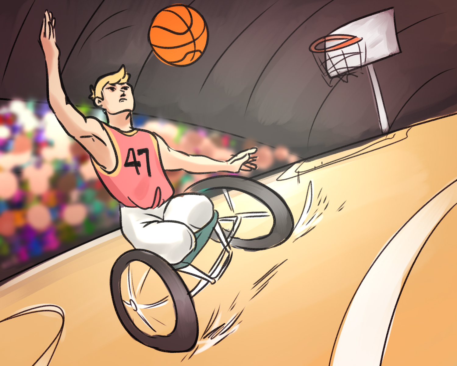 Wheelchair basketball, graphic by Sie Douglas-Fish.