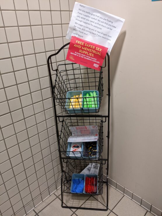 Sexual Health Supplies in the UVIC SUB washrooms