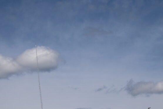 Xenia-1 rocket in flight. Provided by UVic Rocketry.