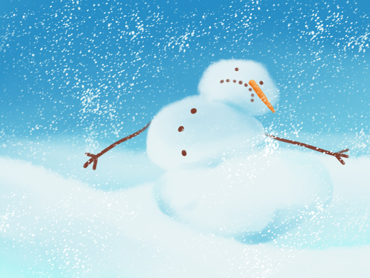 A melting snowman, graphic by Sie Douglas-Fish.