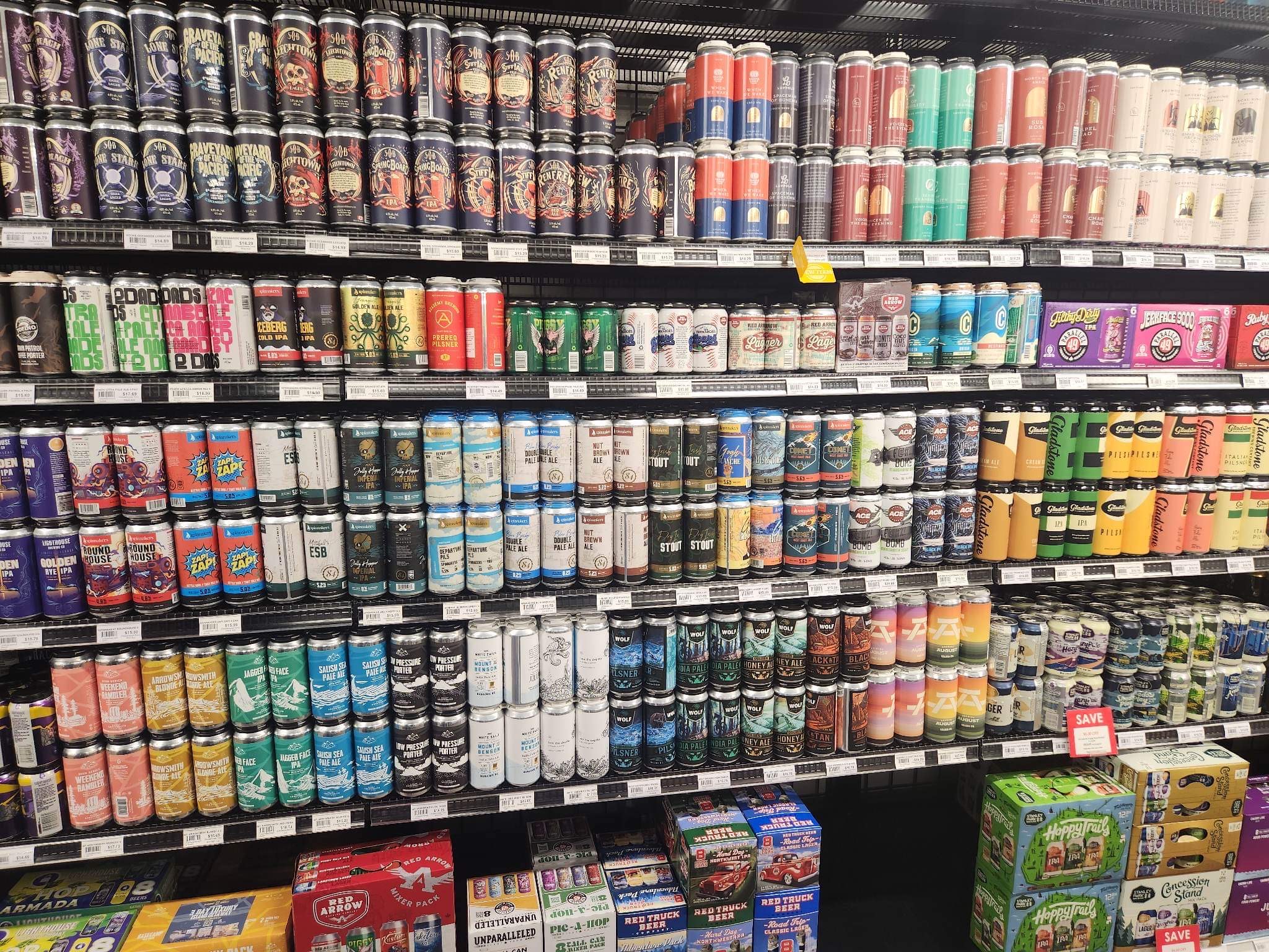 A wall of local beers in Victoria, B.C. Photo by Brennan Shaver.