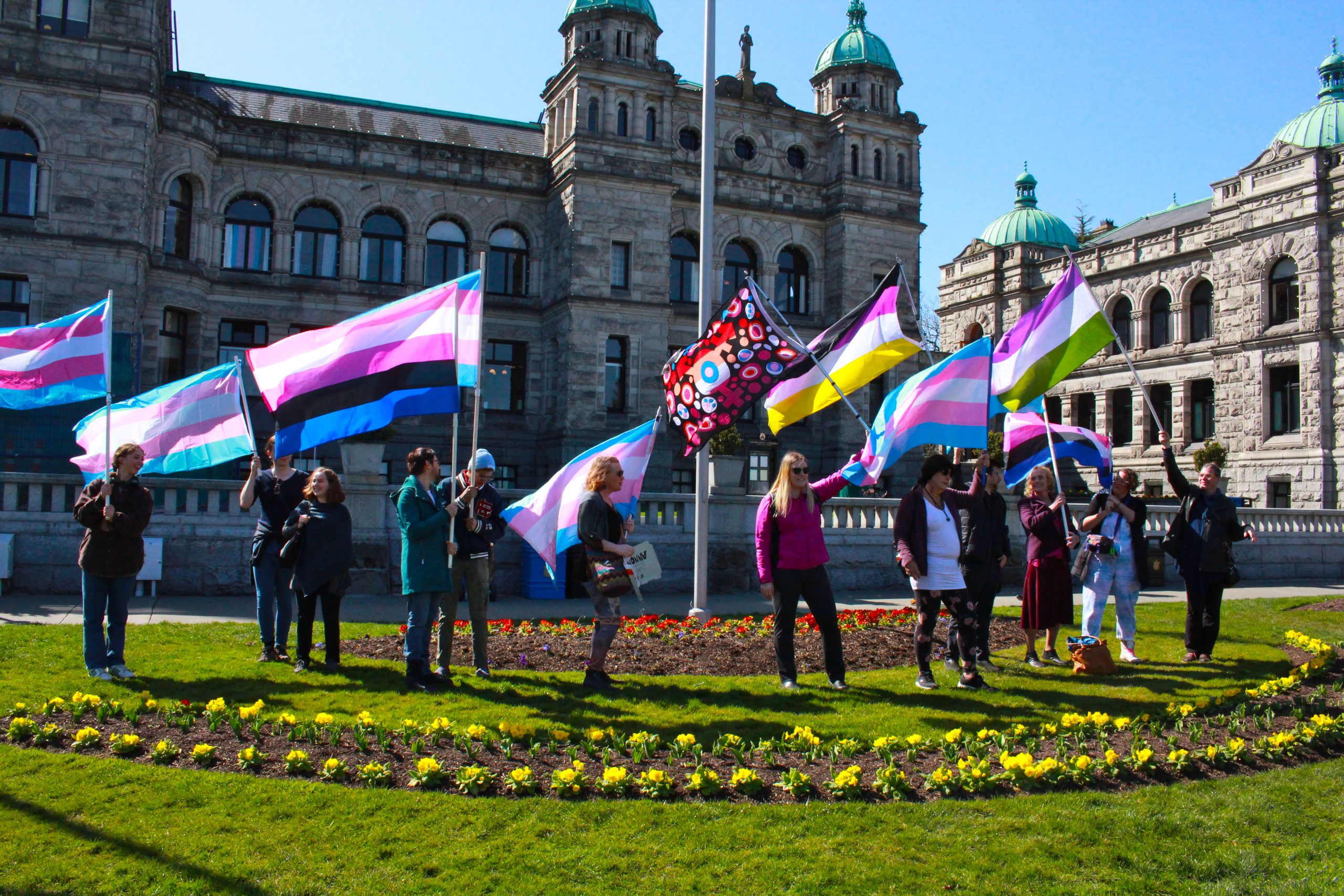 Gender-diverse advocacy at the BC Legislature, photo by Maya Linsley.