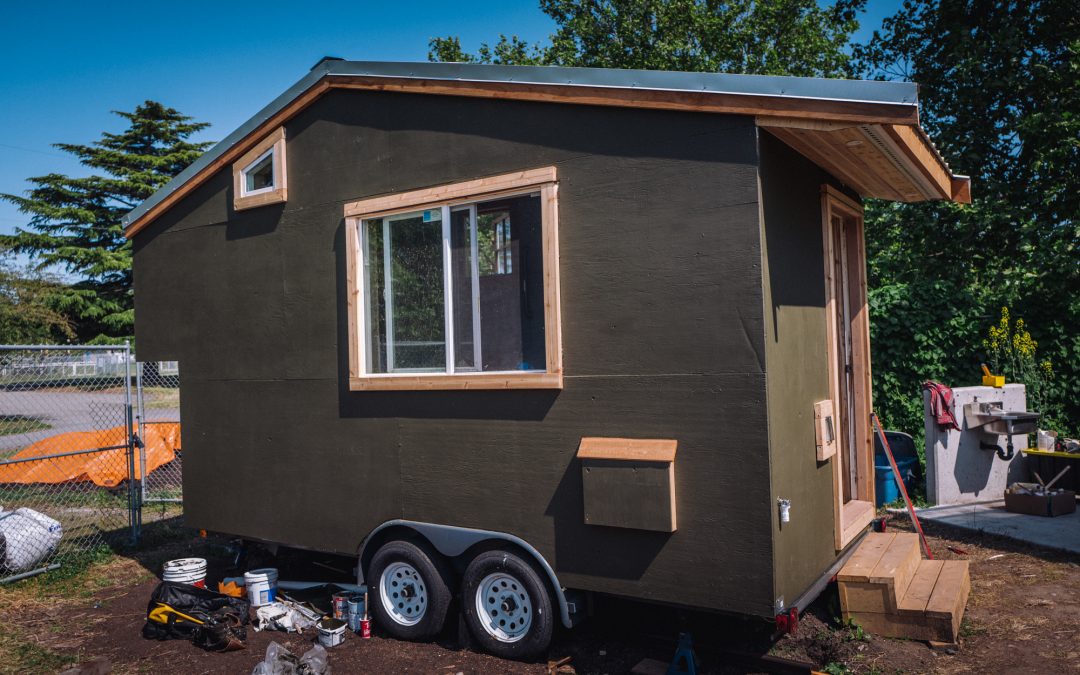 Tiny house built in Campus Community Garden to support land defenders