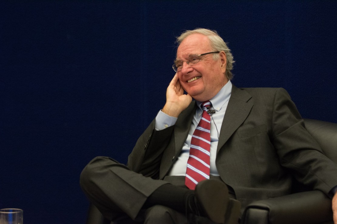 Former prime minister Paul Martin reflects on his career at the inaugural Gordon Smith lecture series on June 2. –Hugo Wong (photo)