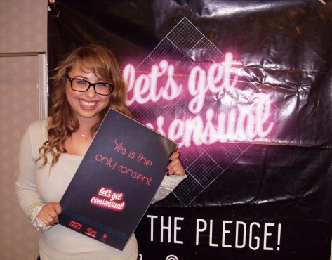 YouTube activist Laci Green shows support for the Let's Get Consensual Campaign. Photo provided by UVSS Graphics.