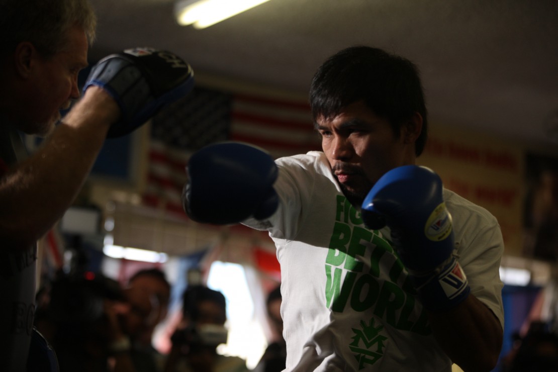 Manny Pacquiao boxing workout at the Wild Card gym Oliver Petalver via Flickr