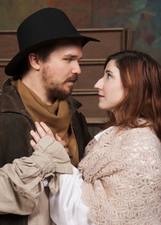 John Proctor (Alex Judd) and Abigail Williams (Sarah Newton) become embroiled in a scandal involving witchcraft in Langham Court Theatre's production of The Crucible. Photo by David Lows/Langham Court Theatre 
