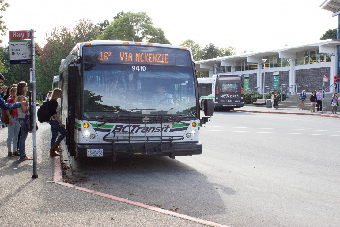 BC transit bus at bus loop at UVic