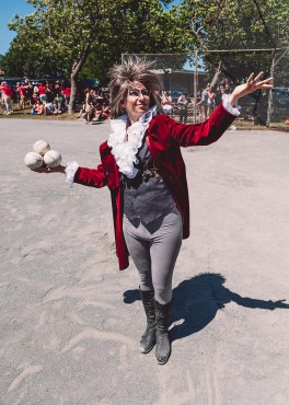 Persi Flage dressed as Bowie's King of the Goblins for the annual Drag Memorial Ball Game.