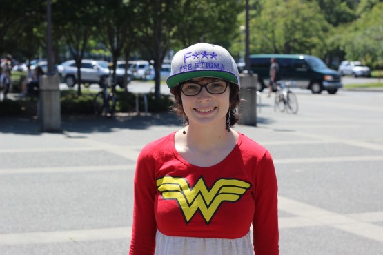 UVic student Dana Neily, wearing one of the official UVic Mental Health Awareness hats, is a co-founder of the club. Photo by Cormac O’Brien, Editor-in-Chief