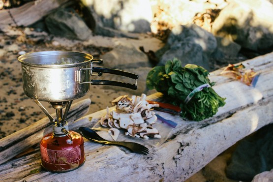 A simple cooking set-up, like the one pictured, can be helpful for longer trips. Photo by Emily Duncan-Hansen