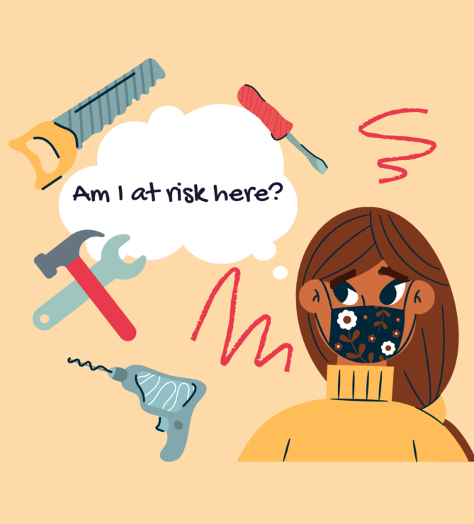 Essential worker anxiety, women in mask 