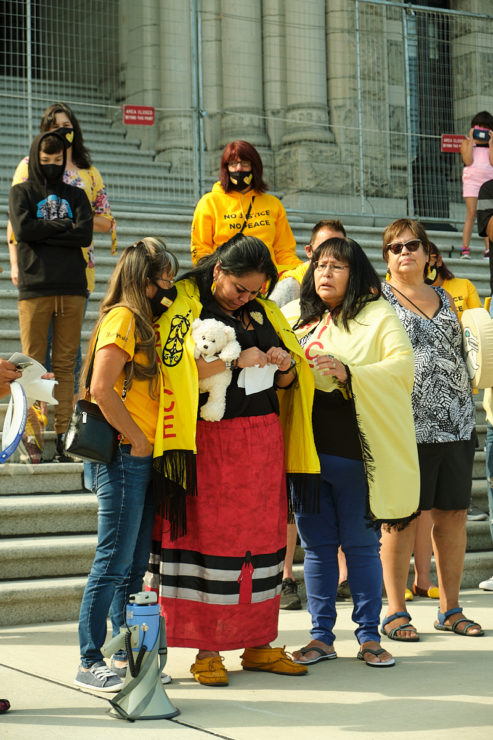 Chantal Moore's family in front of the legislature