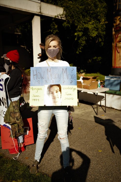 woman with poster at MSTH rally