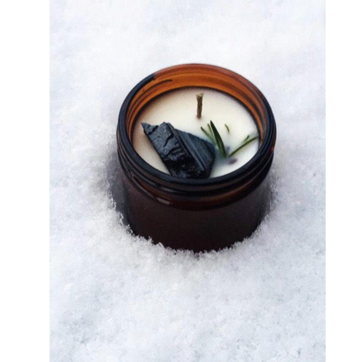 Teal Pansy candle at luna collective
