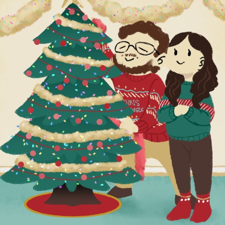 at-home holiday date ideas decorating tree