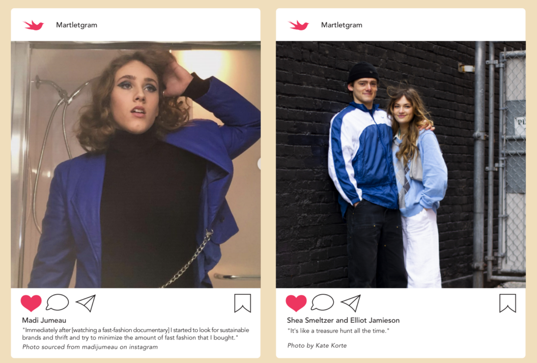 photos of three UVic students that enjoy thrifting