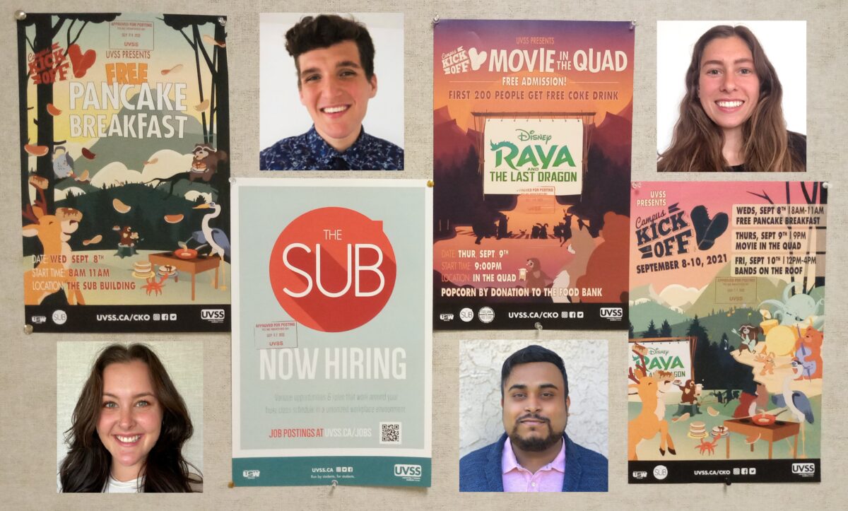 Collage of UVSS Campus Kick Off posters and directors' photos