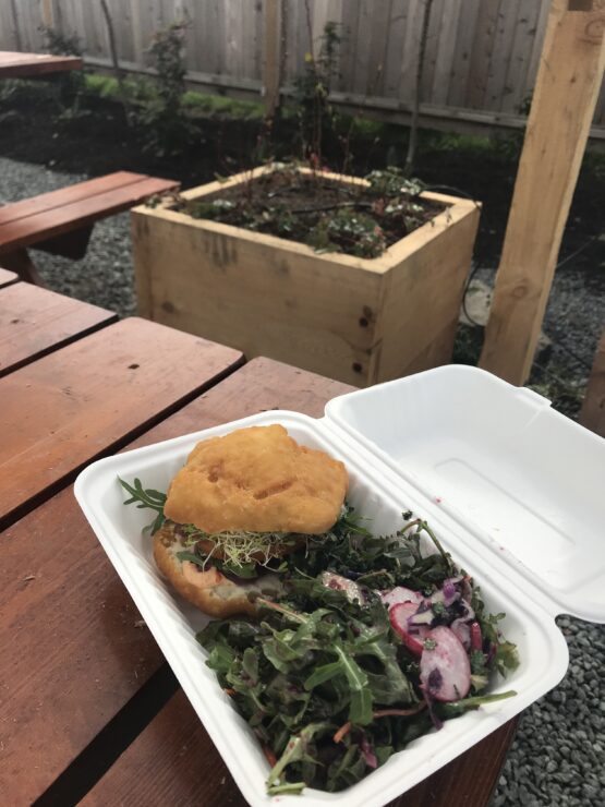 Bison burger, photo by Jade Louise Baird.