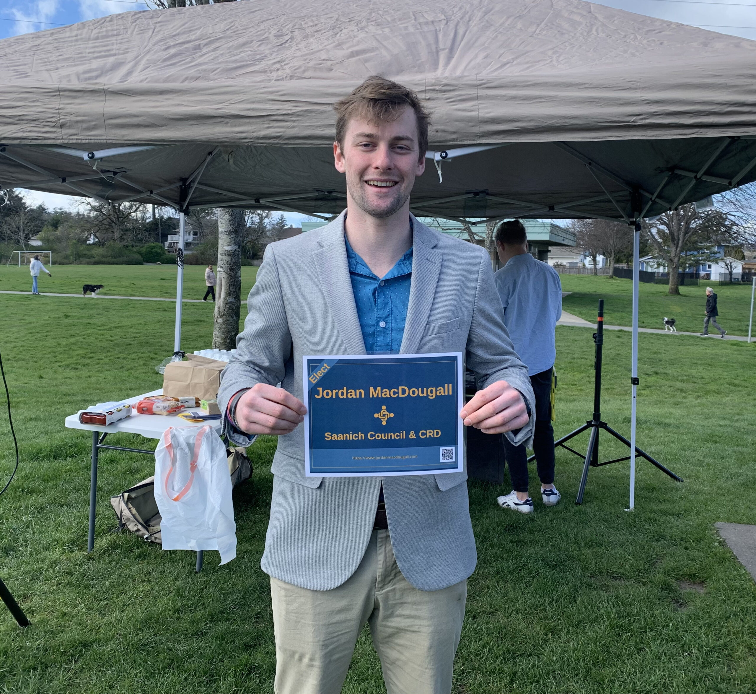 Jordan MacDougall at the campaign kickoff event. Photo by Ashlee Levy.