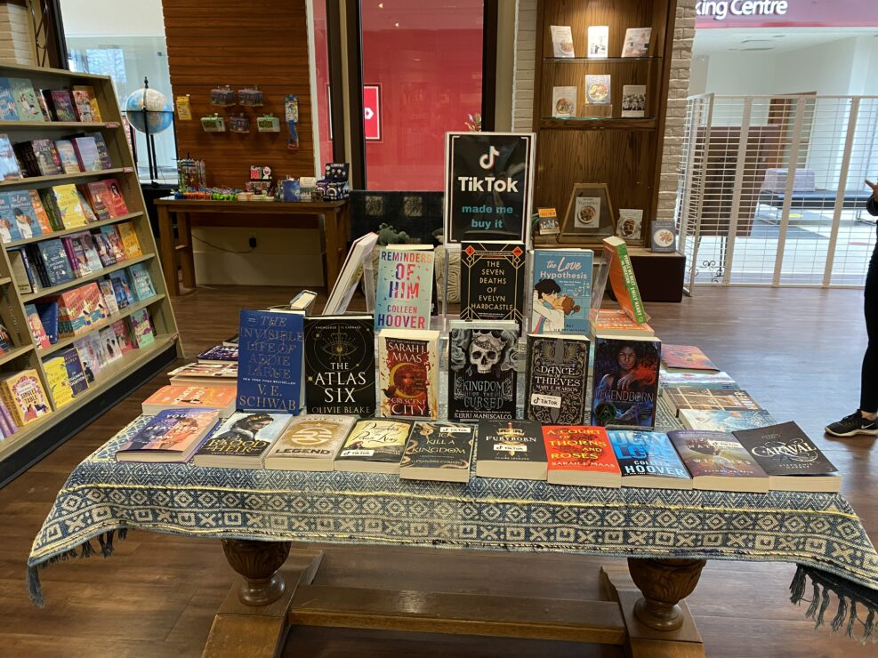"TikTok made my buy it" table at Bolen Books. Photo by Maya Linsley.