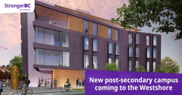 Architectural image of new West Shore campus sourced from Province of British Columbia on Flickr.