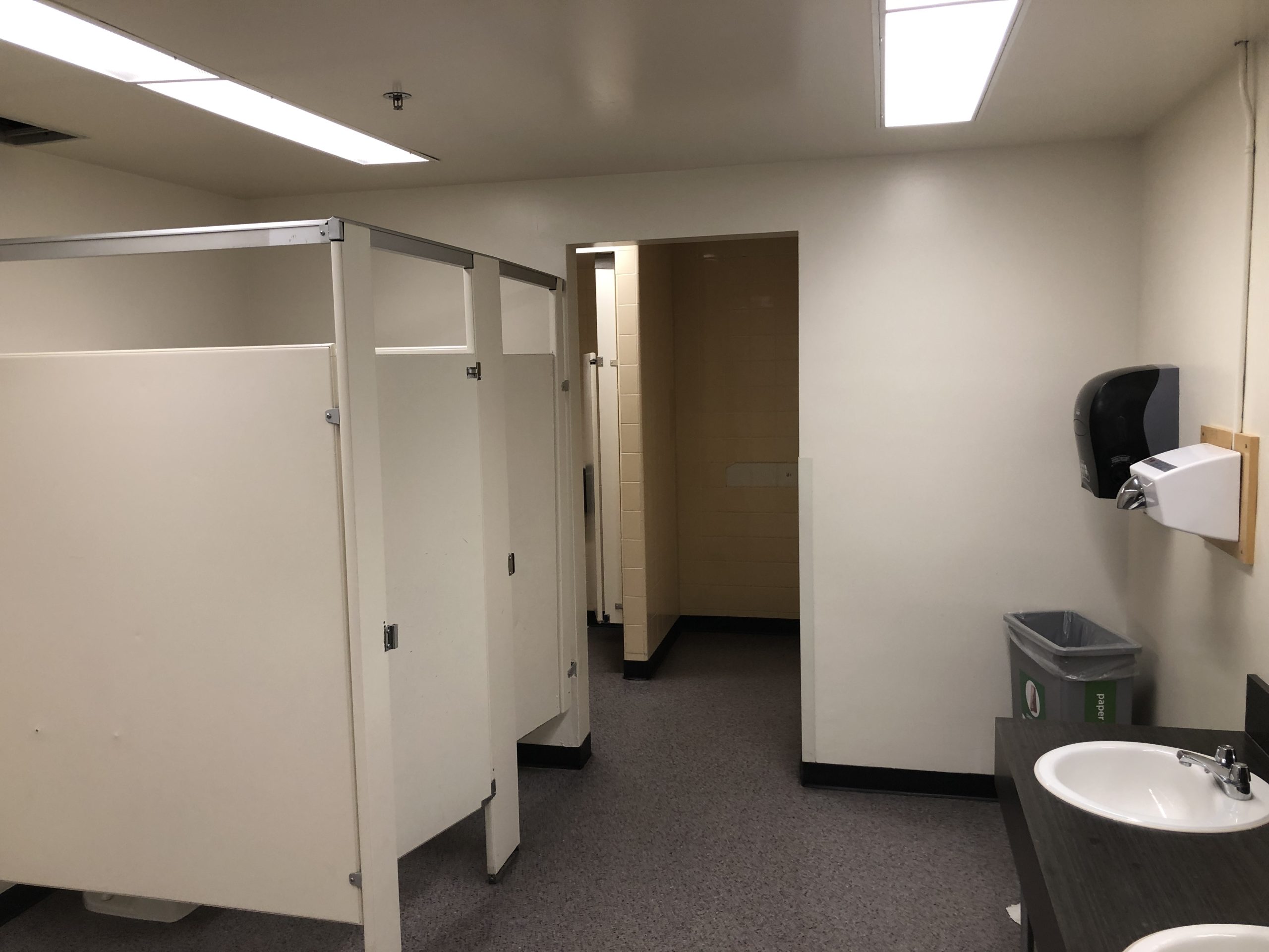 The McPherson Library men's bathroom, photo by Braedon Lowey.